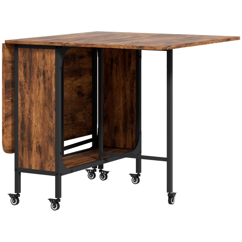 Folding Dining Table 6 Seater with Shelf 130x80x74cm - Reddish-brown