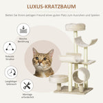 Cat Scratching Post, Climbing Tree with Toys & Tunnel, Beige