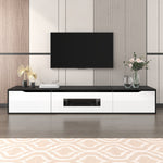 TV Cabinet High-Gloss 180cm Wall-Mounted LED USB - Black/White