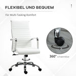 Office Chair, Ergonomic Rocking Swivel Casters Steel Legs Faux Leather, White