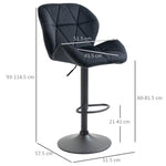Bar Stools, Swivel Height-Adjustable with Backrest, Velvet Black