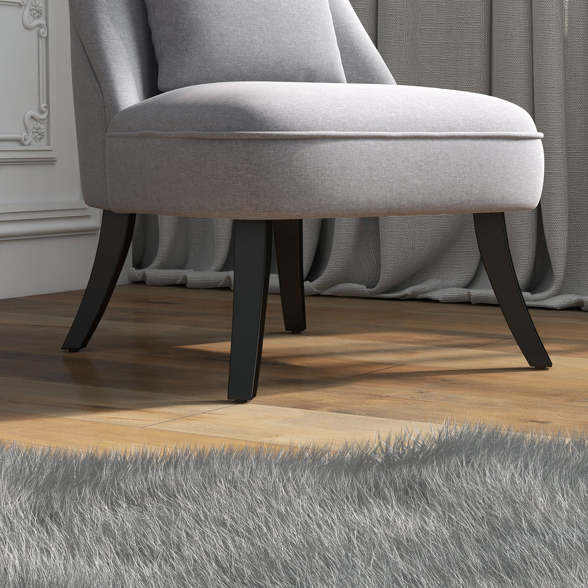 Recliner Chair TV Chair, Back Cushion & Raised Feet, Linen Grey