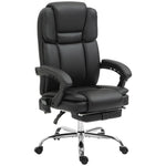 Office Chair, Ergonomic Vibration Massage Heating Reclining Footrest, Faux Leather Black