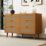 Chest of drawers 6 drawers with metal handles made of wood