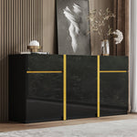 Luxurious Sideboard with 3 Doors and 2 Drawers, High-Gloss Lacquer Finish