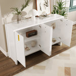 Sideboard, Minimalist with Golden Handles & Adjustable Dividers, White