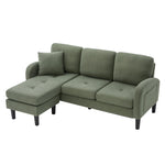 L-shaped Corner Sofa with Chaise Longue, 3-Seater Modular Design, Corduroy Fabric