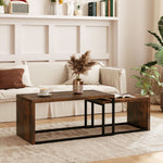 Coffee Tables, Nesting Multifunctional Various Shapes, Black and Brown Metal