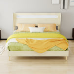 Modern Upholstered Bed with LED Headboard & Mattress, 160x200cm, Beige