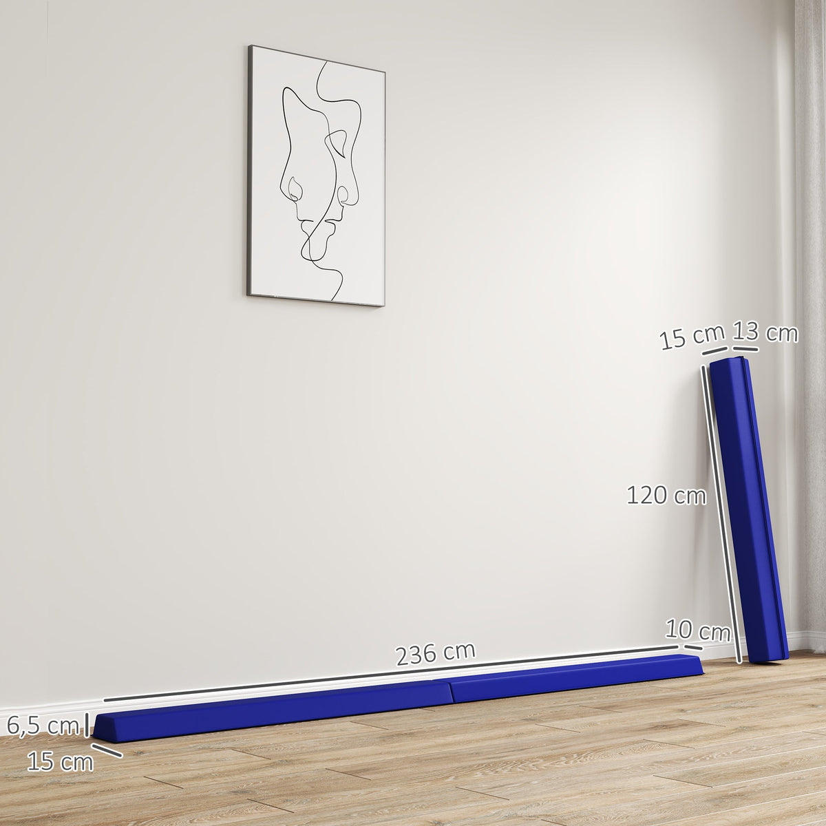 Balance Beam, Foldable Non-Slip, 236 cm, Blue