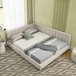 Double Bed 140x200cm High Backrest, Velvet Beige