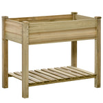 Raised Bed with Shelf & Drainage, Wooden, Green