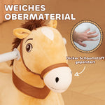 AIYAPLAY 6V Children's Electric Car Horse Shape with Music, Foot Pedal, Brown