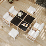 7-Piece Garden Furniture Set for 6 People, Tempered Glass & WPC