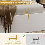 Wooden Double Bed 140x200cm with Integrated Charging, Storage Drawers and Pull-out Bedside Tables, White Wood