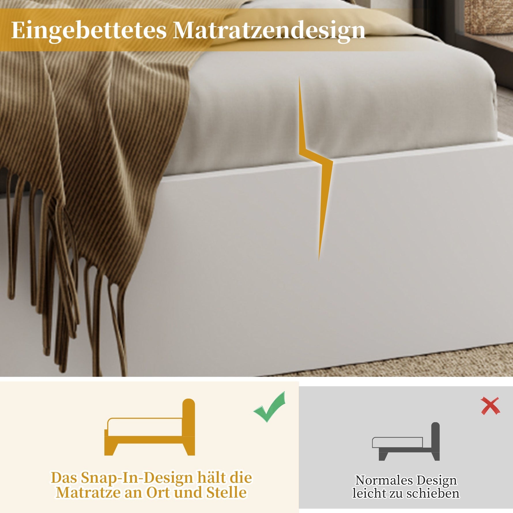Wooden Double Bed 140x200cm with Integrated Charging, Storage Drawers and Pull-out Bedside Tables, White Wood
