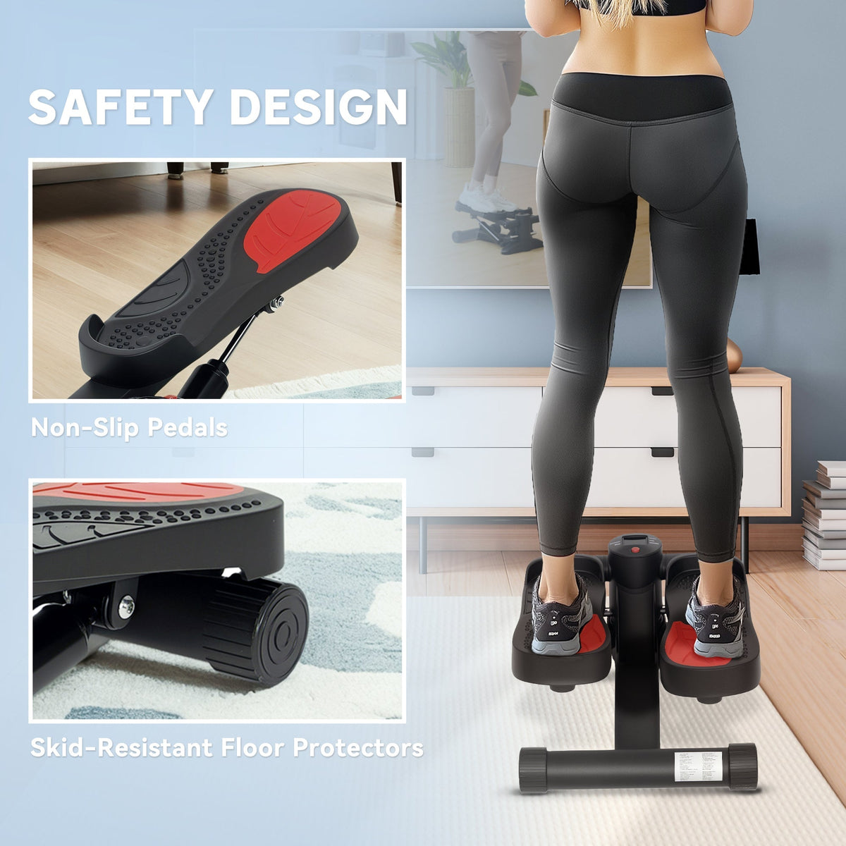 Mini Stepper Home Trainer LCD Display 100kg Capacity, Black