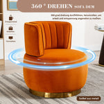 Swivel Barrel Chair 360° Round Comfortable, Orange Velvet