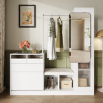 Entrance Combination, 6-in-1 Wardrobe Set, Dressing Table, Shoe Bench, Shoe Cabinet, Display Case with Color-Changing LED Light