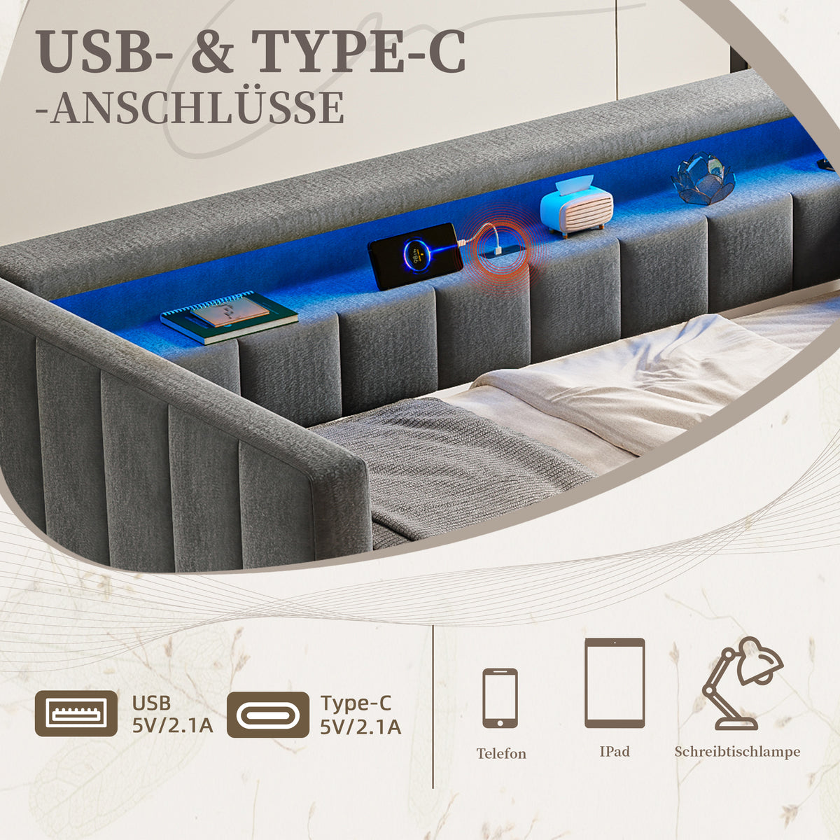 Multifunctional Sofa Bed 90x190cm, Pull-Out & Storage, Gray Velvet