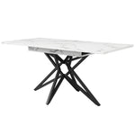 Dining Table Set Extendable 120/160cm 4 Chairs Diagonal Velvet - Dark Grey