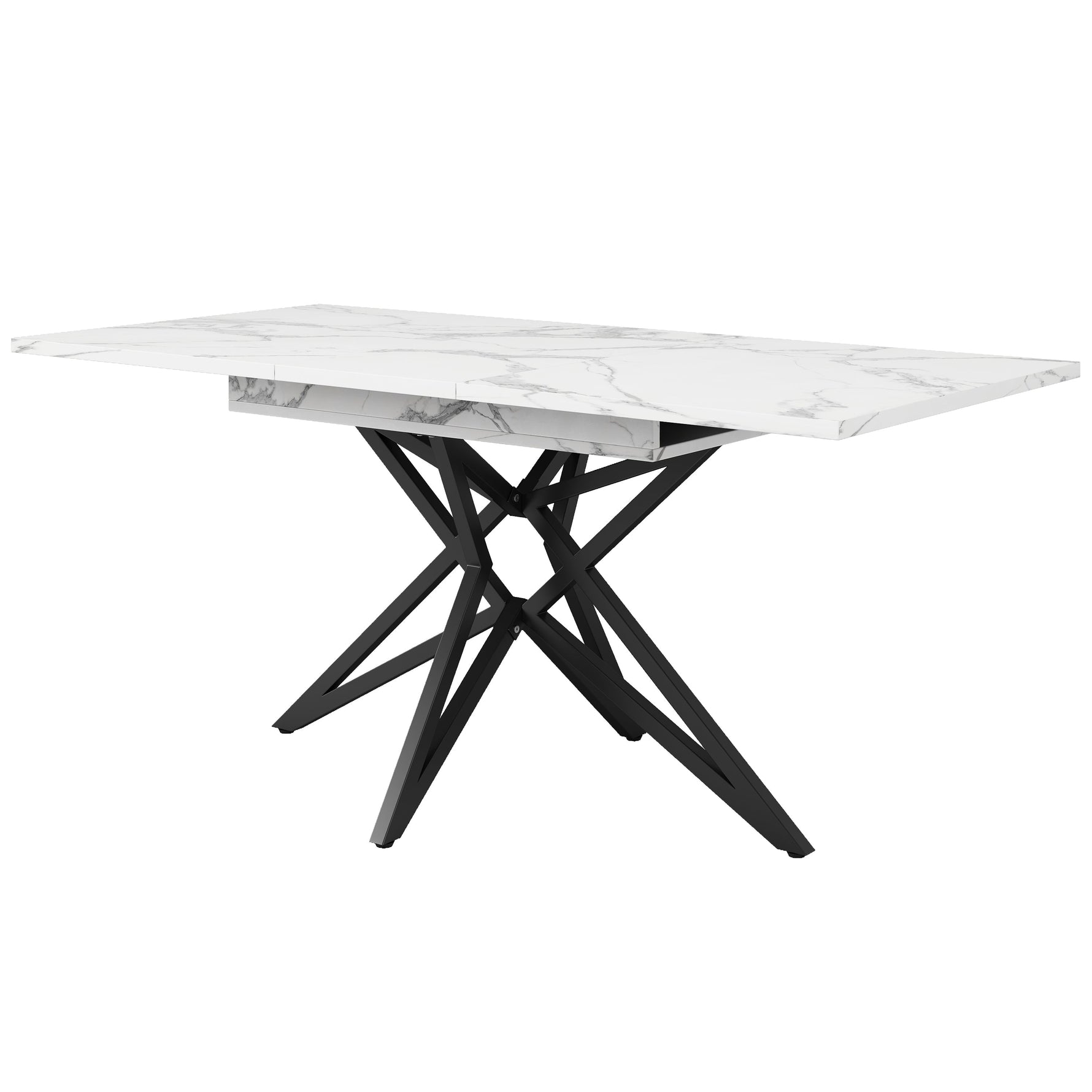 Dining Table Set Extendable 120/160cm 4 Chairs Diagonal Velvet - Dark Grey