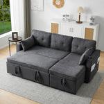 Sofa Bed L-Shaped Sleeping Function Storage Cup Holder Interchangeable Upholstered