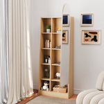 Tall Storage Cabinet Mirrored Door Adjustable Shelves 165x60x28cm - Natural Wood Look