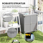 Garden Shed Work Surface Double Doors Wood/Stainless Steel - Grey