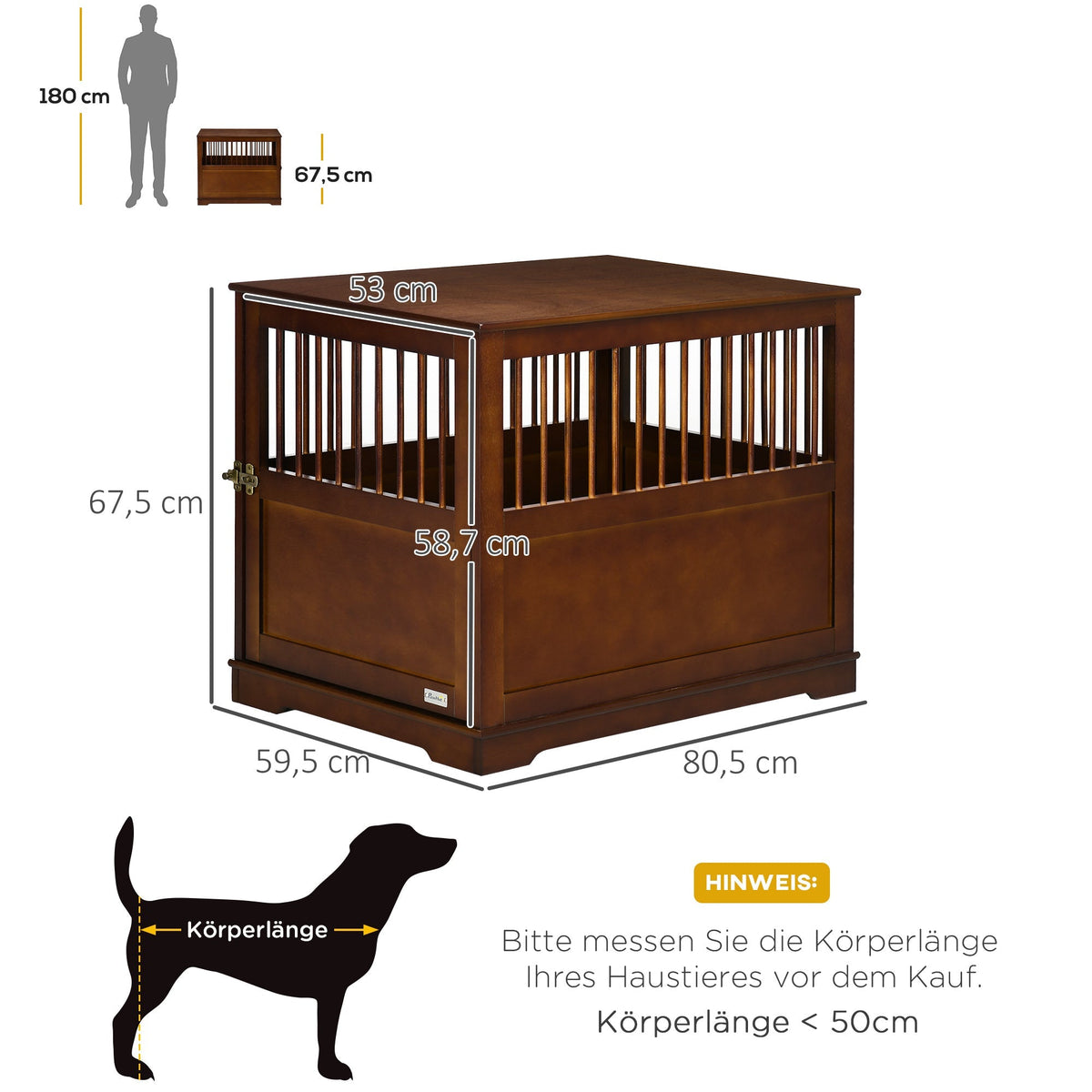Dog Cage Indoor Tabletop Lockable Door, Brown