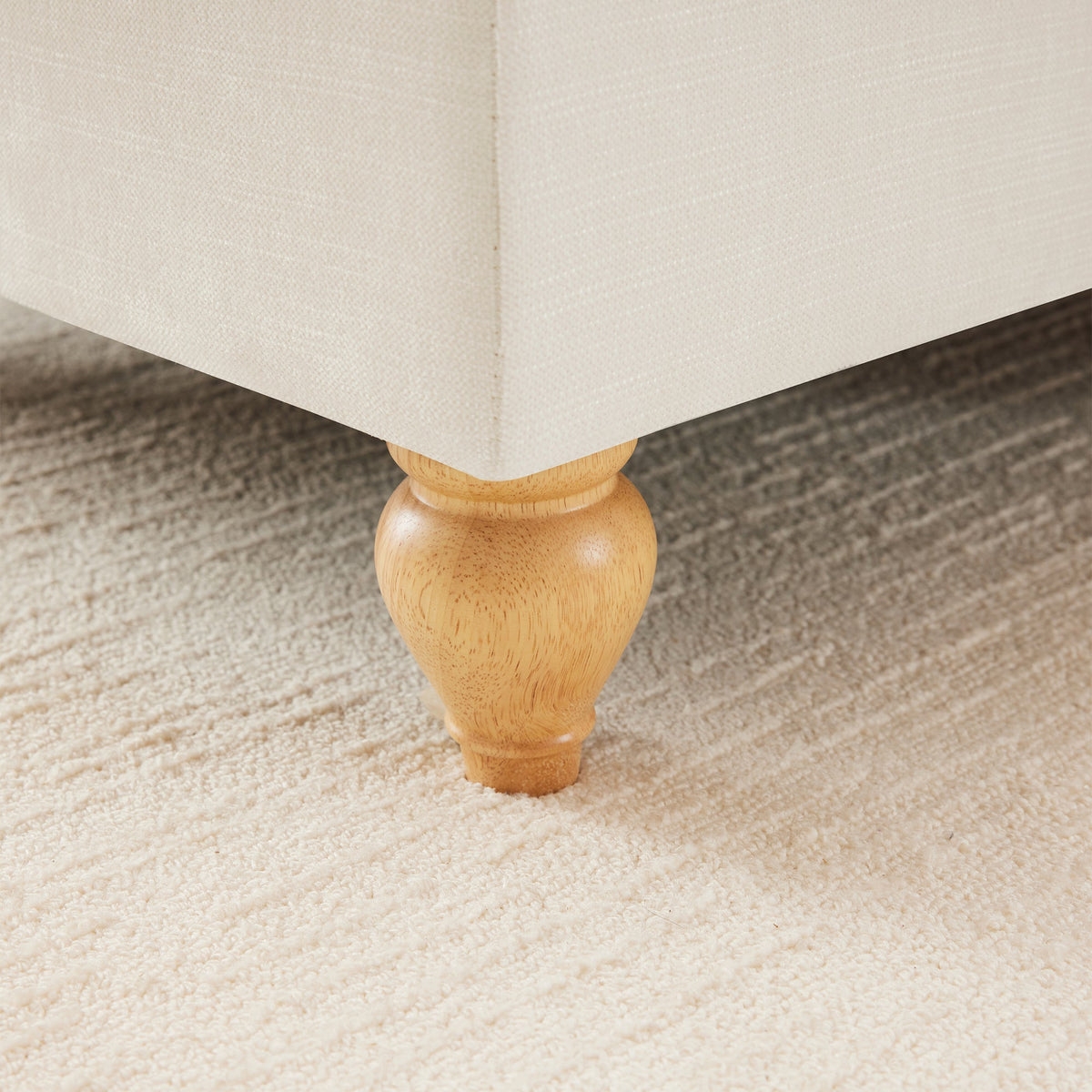 Windsor Stool with Removable Ruffled Skirt and Chenille Fabric, White
