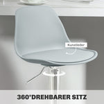 Bar Stool Set of 2, Padded with Steel Frame, Height-Adjustable, Faux Leather Grey