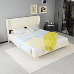 Upholstered Bed with Soft Headboard & Mattress, 160x200cm, Beige