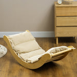 Children's Climbing Set, 4-in-1 Design with Arched Bridge, Rocking Swing, Cushion and Slide, Wood