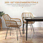 Set of 2 Kitchen Chairs Boho Style PE Rattan - Natural/Black