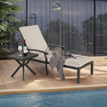 Lounge Patio Chair, Adjustable Recliner Rust-Resistant Aluminum, Beige Cushion