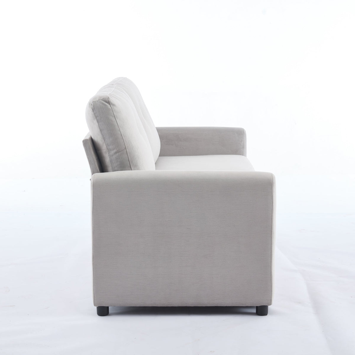 Modern Compact 2-Seater Sofa with Drawer Storage Durable Light Grey Fabric