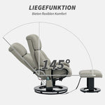 Reclining Armchair with Footstool, Electric Massage Function, Remote Control, Faux Leather Grey