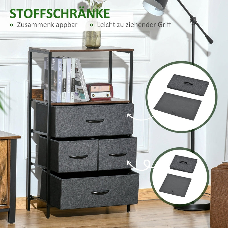 Chest of Drawers, 4-Drawer Linen Storage Cabinet, Black