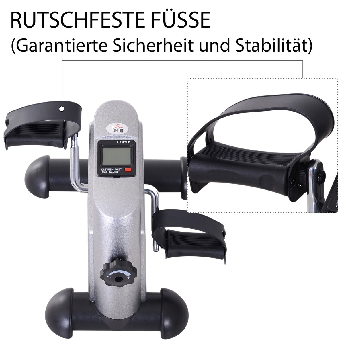 Exercise Bike Pedal Trainer, Mini Bike with LCD Display, Silver