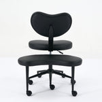 Meditation Chair Plus, Cross Legged Desk Chair with Wheels and Lumbar Support, Black PU