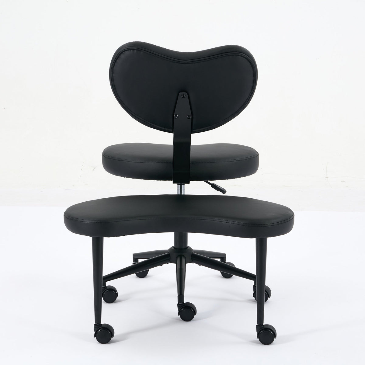 Meditation Chair Plus, Cross Legged Desk Chair with Wheels and Lumbar Support, Black PU