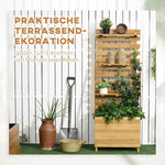 Raised Bed with Trellis, 3 Shelves, Wood, Brown