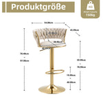 Velvet Swivel Bar Stool 2-Piece Set, Handcrafted Backrest, Adjustable Height, Upholstered