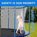 Trampoline 8-12FT Adjustable, Safety Enclosure Net & Spring Pad, Heavy-Duty Galvanized Steel Frame, 400lbs Capacity, Blue
