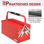 DURHAND tool case, space-saving 5 compartments, foldable, sturdy steel, red