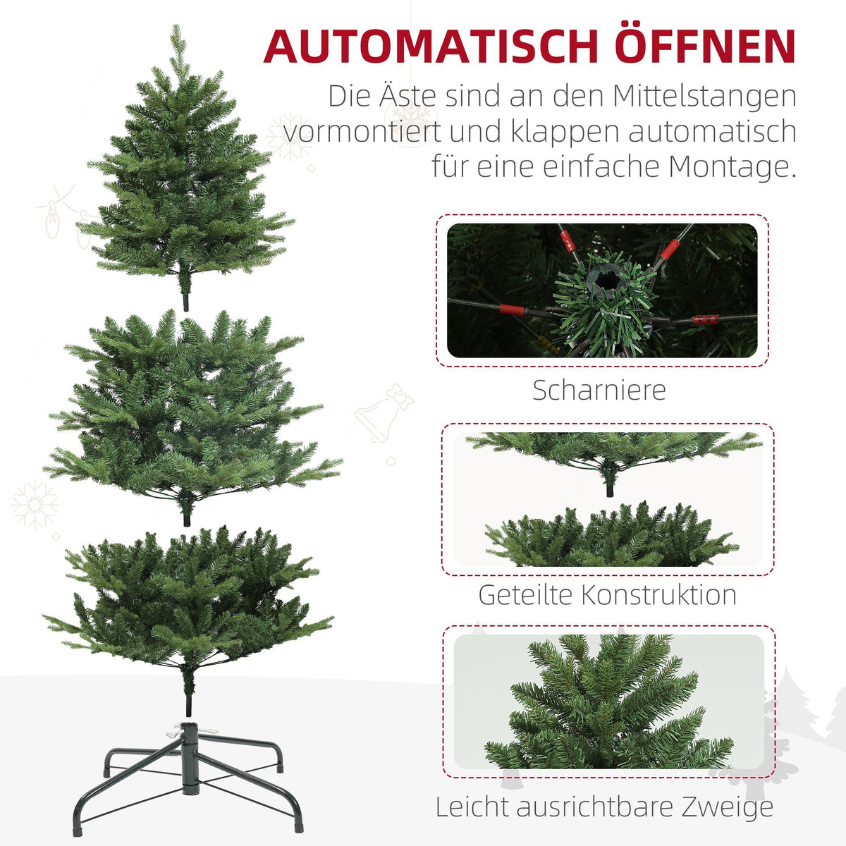 Artificial Christmas Tree, 180cm, 818 Tips, Folding System, Green