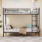 Bunk Bed 90x190cm Loft Bed with Ladder & Railing - Black Iron