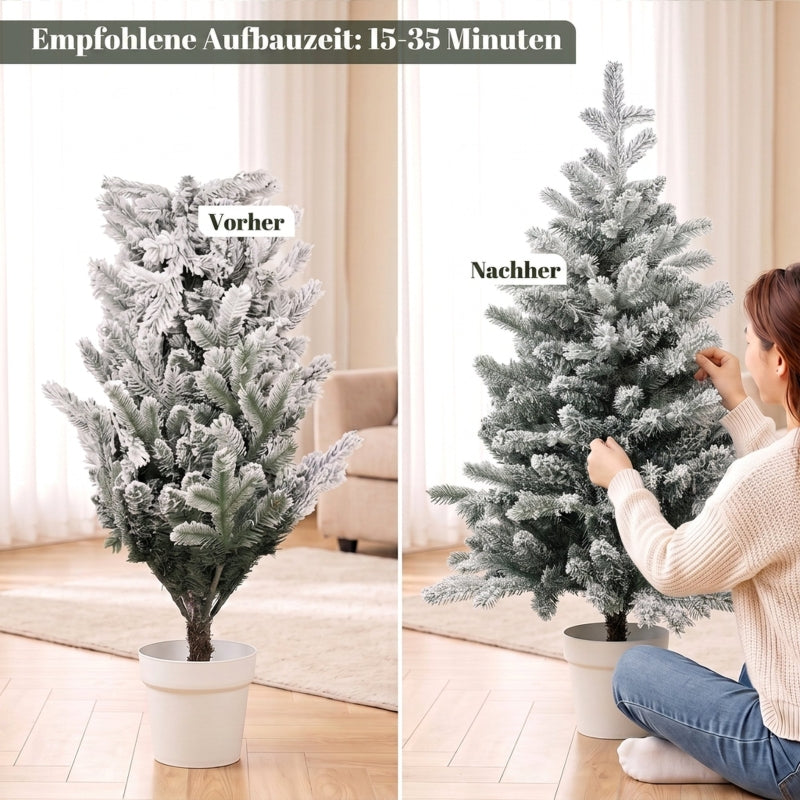 Mini Christmas Tree 90cm with 296 Tips & Snow Pot, White