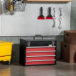 DURHAND tool case 4 drawers lock, steel black and red
